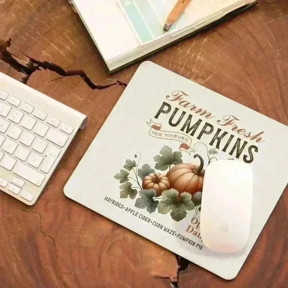 Pumpking farmers market Halloween fall square mouse pad